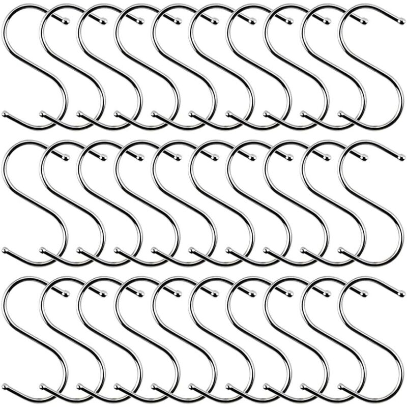 30 crochets de suspension en forme de s, crochets de cuisine en acier inoxydable de 7 cm crochets de suspension en forme de s crochets de suspension
