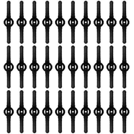 30 cuchillas de repuesto de plástico, cuchillas para desbrozadoras, cuchillas para cortacéspedes, accesorios para cortacéspedes, cuchillas de repuesto para desbrozadoras inalámbricas (negras)