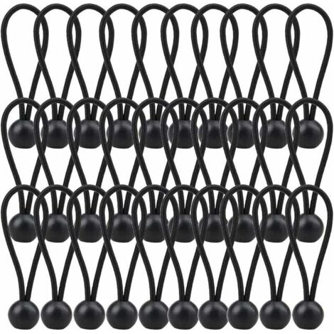 30 cuerdas elásticas para lona de 140 mm, para carpas, carpas y cortinas, color negro.