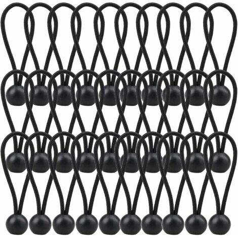 30 cuerdas elásticas para lona de 140 mm, para carpas, carpas y cortinas, color negro.