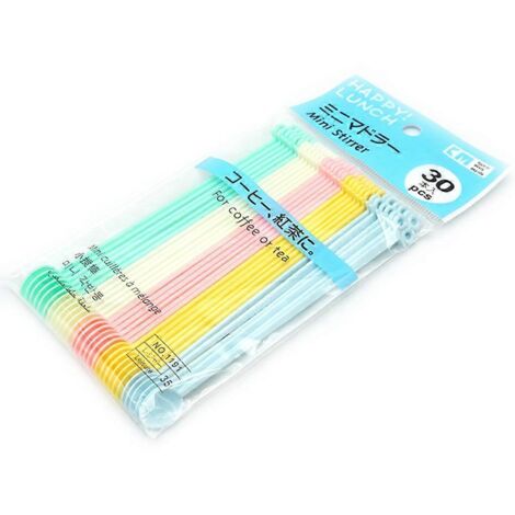 30 cuillères en plastique colorées à long manche pour café, thé, crème glacée, lait, sauce et colle