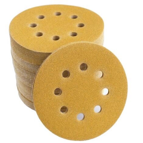 30 disques abrasifs auto-agrippants 5 pouces grain 120 pour ponceuse orbitale, 8 trous