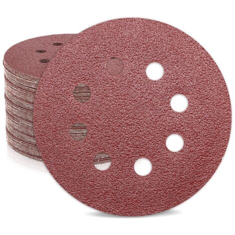 30 disques abrasifs auto-agrippants grain épais, 8 trous pour ponceuse excentrique, plaque de ponçage ronde en oxyde d'aluminium durable