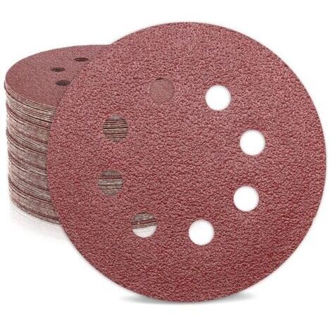 30 disques abrasifs perforés, papier abrasif gros grain pour ponceuse orbitale avec fixation velcro et plaque de ponçage en oxyde d'aluminium