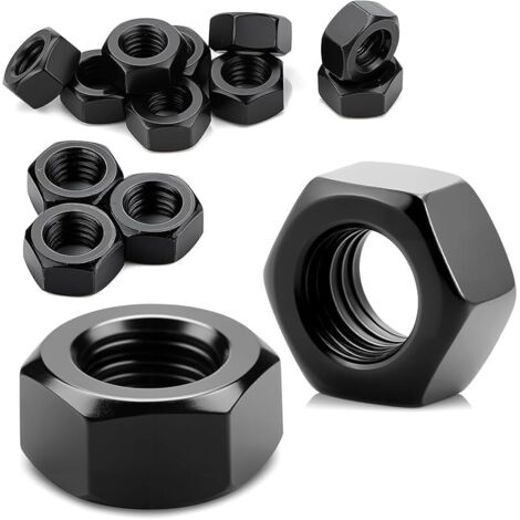 30 écrous hexagonaux M6 en acier zingué noir, pour vis, rondelles, tiges filetées, boulons et fixations, pour une utilisation intérieure et extérieure.