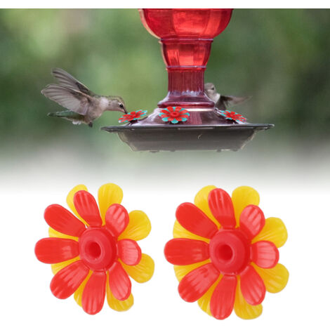 30 Ersatzblumen für Kolibri-Futterhäuschen, robustes Plastik, farbenfrohes Blumendesign, gelb + rot mit roter Mitte