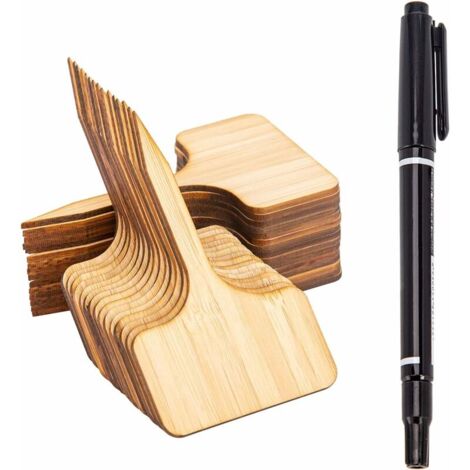 30 etichette per piante di bambù etichette in legno etichette per piante di bambù marcatori tipo T per piante in vaso da giardino accessori per serra - 10 x 6 cm