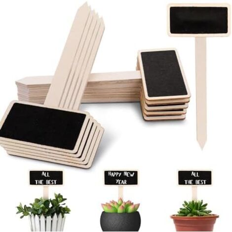 30 étiquettes en bois noir pour plantes, marqueurs de tableau jardin type T, piquets graines légumes, arbres, herbes, fleurs rectangulaires -
