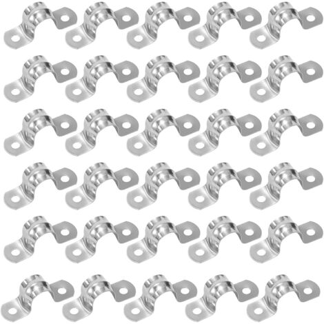 30 fascette stringitubo in acciaio inossidabile da 18 mm a forma di U, due fori, morsetti a forma di U in metallo per tubi dell'acqua e del gas