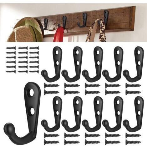 30 ganci appendiabiti in metallo, ganci da porta, ganci da parete retrò con viti per cucina, soggiorno, camera da letto, da appendere dietro la porta (nero)