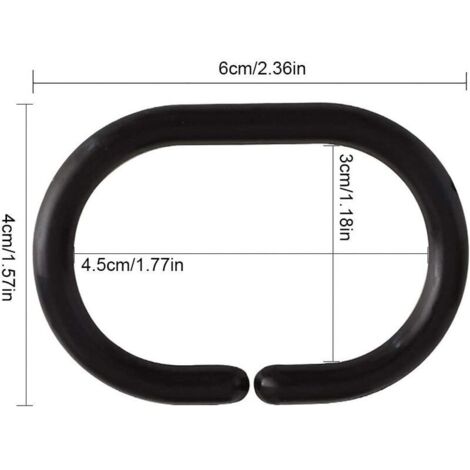 30 ganci per tende da doccia neri, anelli per ganci per tende da doccia in plastica, ganci per doccia tipo C Glide per asta per tende da doccia per bagno neri