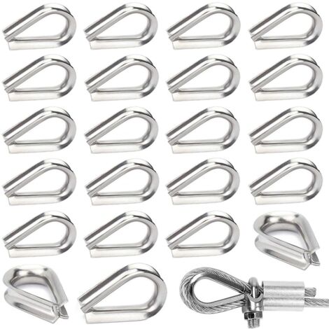 30 guardacabos de acero inoxidable M6 304 para cable de acero de 6 mm.