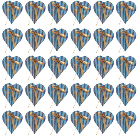 30 herzförmige Süßigkeiten-Geschenktüten – Ideal für Hochzeiten, Taufen, Geburtstage – Blaue Schachtel mit goldener Schleife – Partydekoration