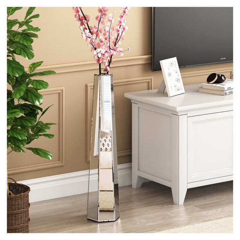 Shyfoy - 30 inch Tall Mirror Decorative Floor Vase Silver Glass Large Tall Vases for Living Room Floor Decor, Sophisticated Vessel for Decorative