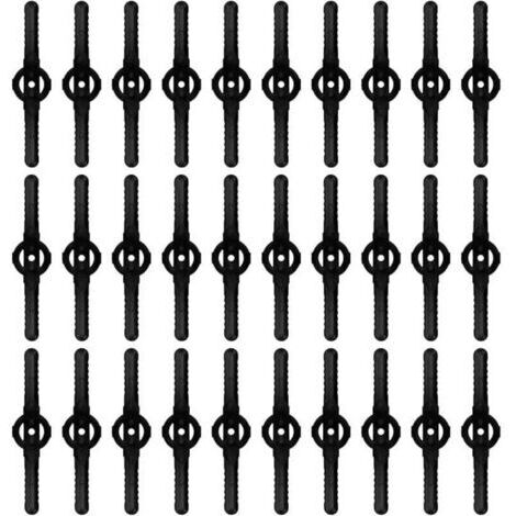 30 lames de rechange en plastique, compatibles avec les coupe-bordures sans fil, les accessoires de tondeuse à gazon, les lames de coupe-bordures de jardin noires