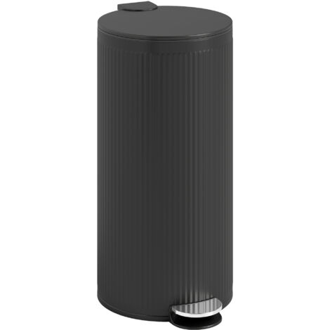 30 Litre Pedal Kitchen Bin with Soft Close and Stay Open Lid, Rubbish Bin with Removable Inner Bucket for Kitchen, Office, Home, Black