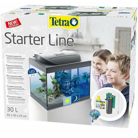 Acquario MILO 100 completo di supporto e materiale filtrante LED 117 litri  nero