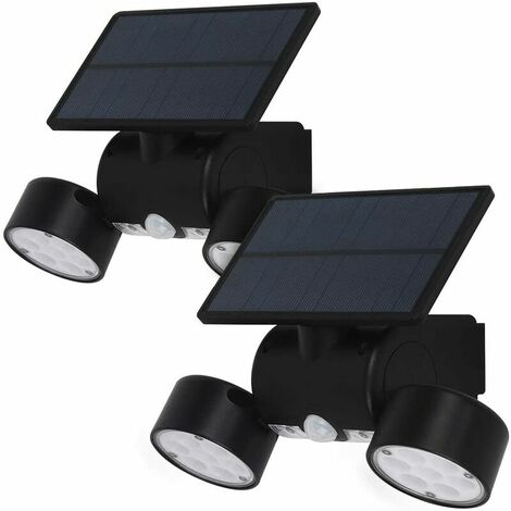 30 luces solares LED para exteriores impermeables IP65, foco solar con sensor de movimiento, lámpara de seguridad de luz solar inalámbrica para jardín, garaje, patio, escaleras, patio, 2 paquetes