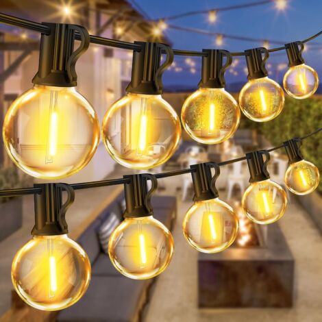 30 m lange LED-Lichterkette für den Außenbereich: G40-Lichterkette für den Außenbereich, 30 m, IP44-wasserdichte Glühbirne für Garten, Terrasse, Balkon, Hochzeitsdekoration im Freien