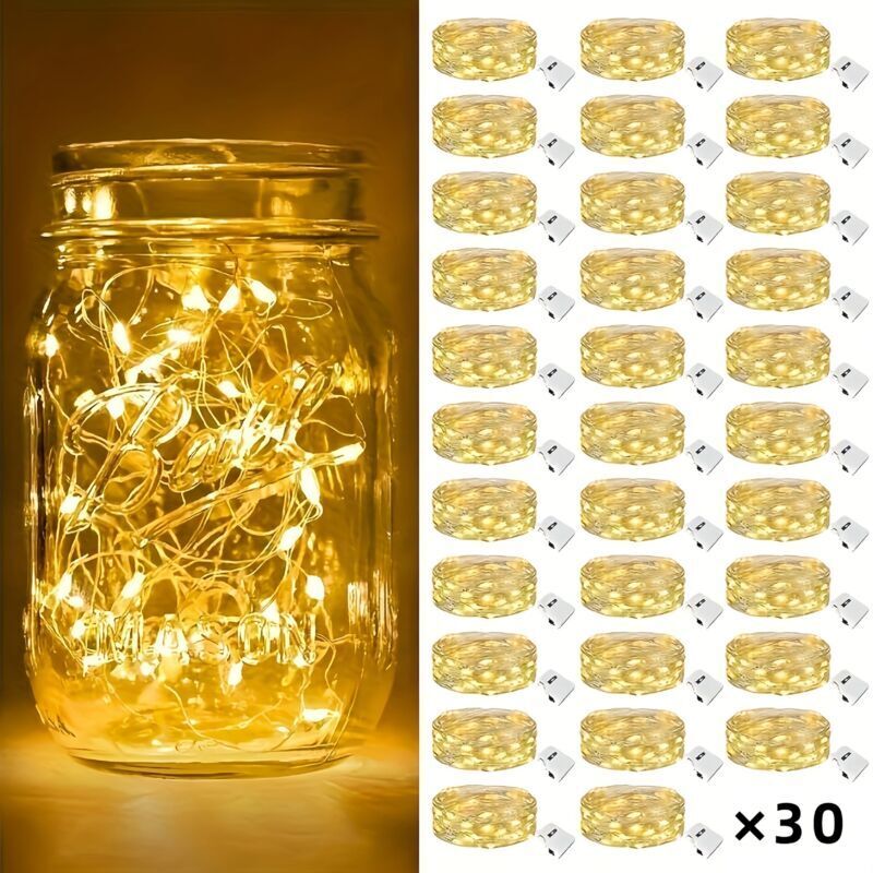 30 Mini Guirlande LED à Pile, 2M 20LED 3 Modes Pile, IP65 Étanche Petite Guirlande Lumineuse Led Interieur Décoration pour Jardin, Chambre, Mariage,