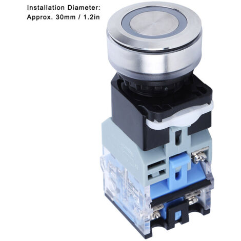 30-mm-Drucktaster, blau, 220 V Wechselstrom, selbstverriegelnd, Industriebedarf GQ38