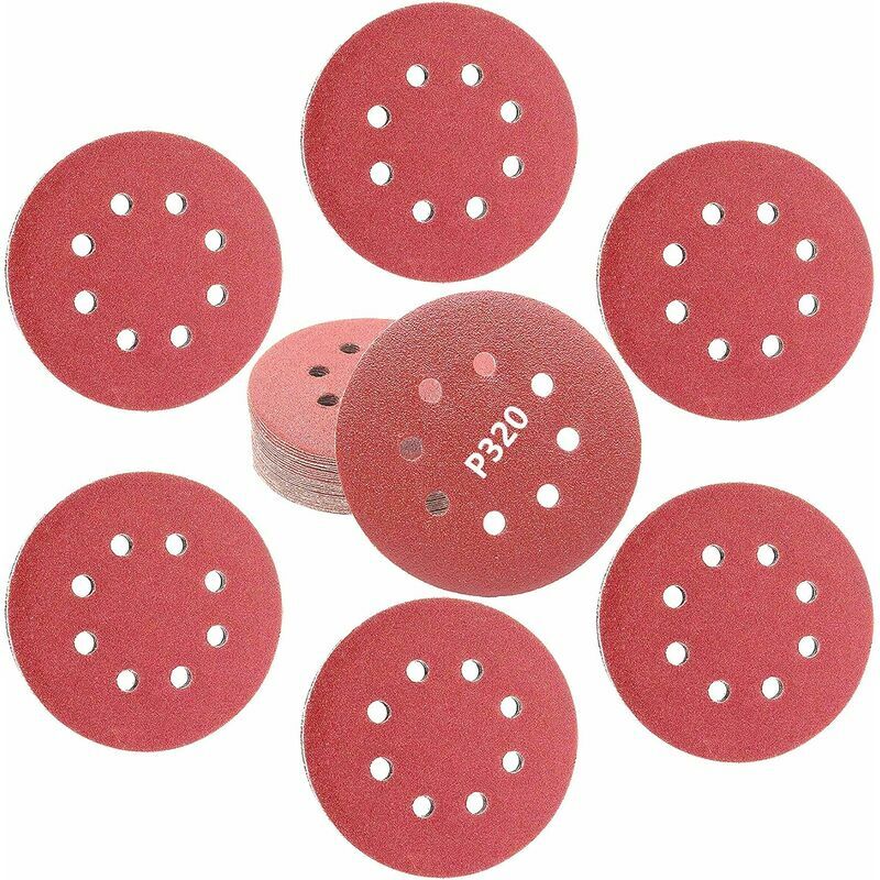 Trimec - 30 morceaux de papier abrasif P320 papier abrasif 8 trous crochet et boucle papier abrasif pour ponceuse orbitale aléatoire 125 mm