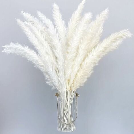 30 Pack Bohemian Style Dried Artificial Pampas Grass Home Decor Phragmites Dried Flowers for Vases White Flower Bouquet for Wedding,55cm