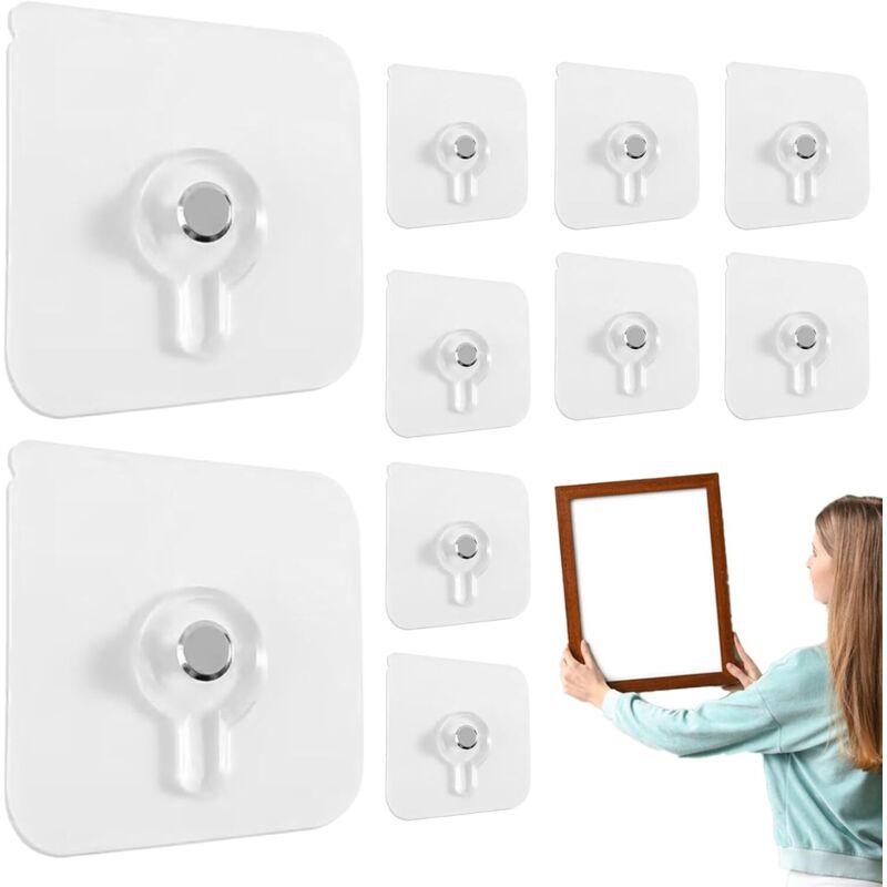 30-Pack Self-Adhesive Wall Hooks No Drilling, for Picture Frames and Coat Hooks