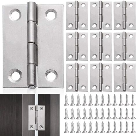 30 Pack Stainless Steel Folding Hinges, 48x32mm, Small Hinge Box Hinges, Connectors with 120 Screws for Storage Boxes, Doors, Windows (Silver)