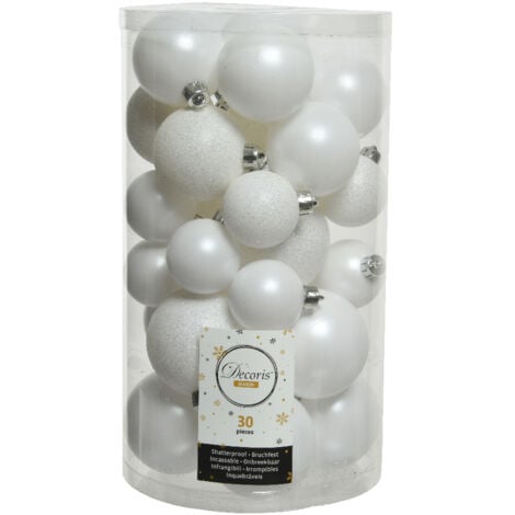KAEMINGK BV 30 PALLINE DI NATALE BIANCO INVERNO OPACO/LUCIDO/GLITTER ADDOBBI