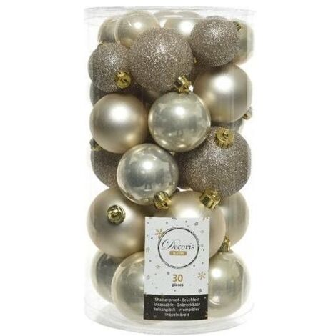 30 PALLINE DI NATALE PERLA OPACO/LUCIDO/GLITTER ADDOBBI DECORO