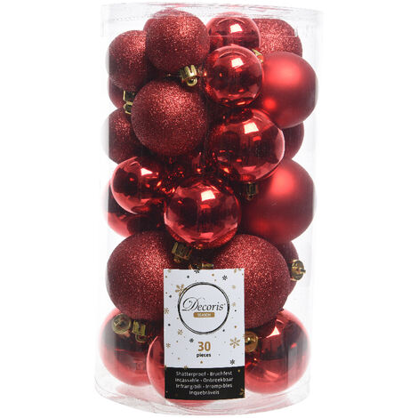 PERAGASHOP 30 PALLINE DI NATALE ROSSO OPACO/LUCIDO/GLITTER ADDOBBI DECORO ALBERO