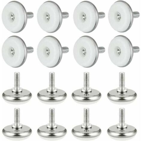 30 patas niveladoras ajustables de plástico y metal con tuerca, M6 x 15 x 30 mm, tornillo de ajuste para muebles de mesa, escritorio, armario, silla, color blanco.