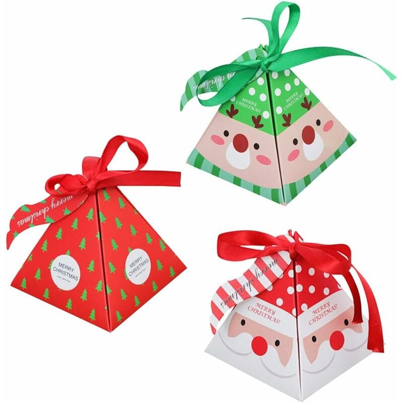 Kartokner - 30 pcs Boites Cadeau Noël décoratives Avec 30 Pcs ruban et 30 Pcs Étiquettes, boîtes de friandises décoratives boîtes de friandises, de