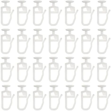 30 Pcs Crochet de Rideau Rail Glisseur Rail Rideau Poulie à Rideaux en Plastique Blanc pour Rideau de Douche Porte et Fenêtre