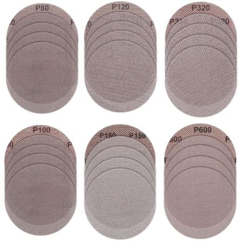 30 PCS Disques de ponçage en maille,Disques abrasifs velcro Ø 125 mm Filet de ponçage sans poussière Patins de ponçage antiblocage Papier abrasif pour ponceuses de plafond Ponceuses