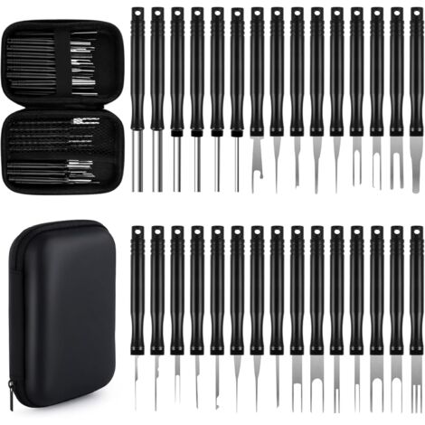 30 Pcs Outils de Retrait de Terminal pour Câble de Voiture, Outil de Déverrouillage de Voiture Outils de Extracteur de Cosses pour Retrait de Connecteur de Câble de Voiture