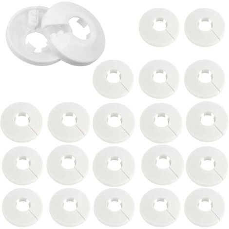 30 Pcs Pipe Covers, Pipe Clamps, Plastic Radiator Pipe Covers for Pipes, Cover Rosettes to Hide Radiator Pipes (White)