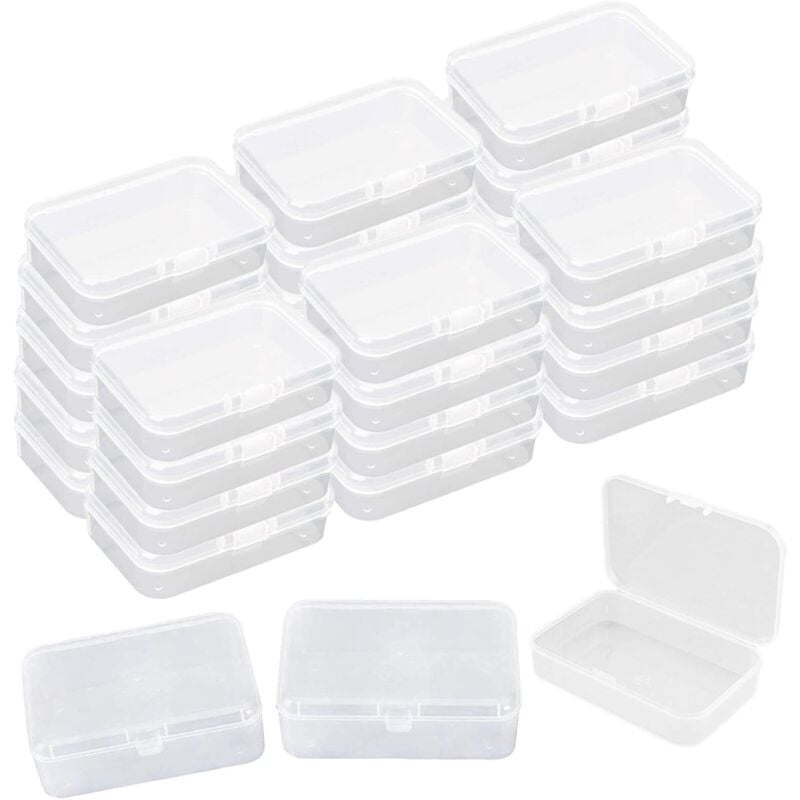 Fei Yu - 30 Pcs Transparent Mini Boîte de Rangement, Plastique Conteneurs De Stockage Bijoux Organisateur Boîte avec Couvercles Flip-up pour Carte,