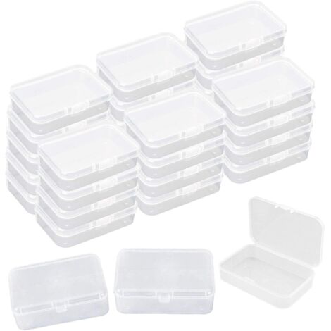 30 Pcs Transparent Mini Boîte de Rangement, Plastique Conteneurs De Stockage Bijoux Organisateur Boîte avec Couvercles Flip-up pour Carte, Perle Minuscule, Jewerlry, 8,5  5,5  2,5 cm-Fei Yu