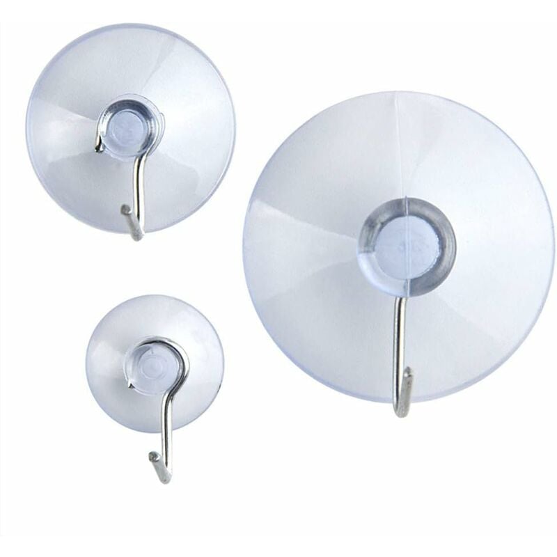 30 Peices Plastique Ventouse Ventouses avec Crochets, 3 Taille 45 mm, 30 mm, 20 mm dans une Boîte pp (Transparent)