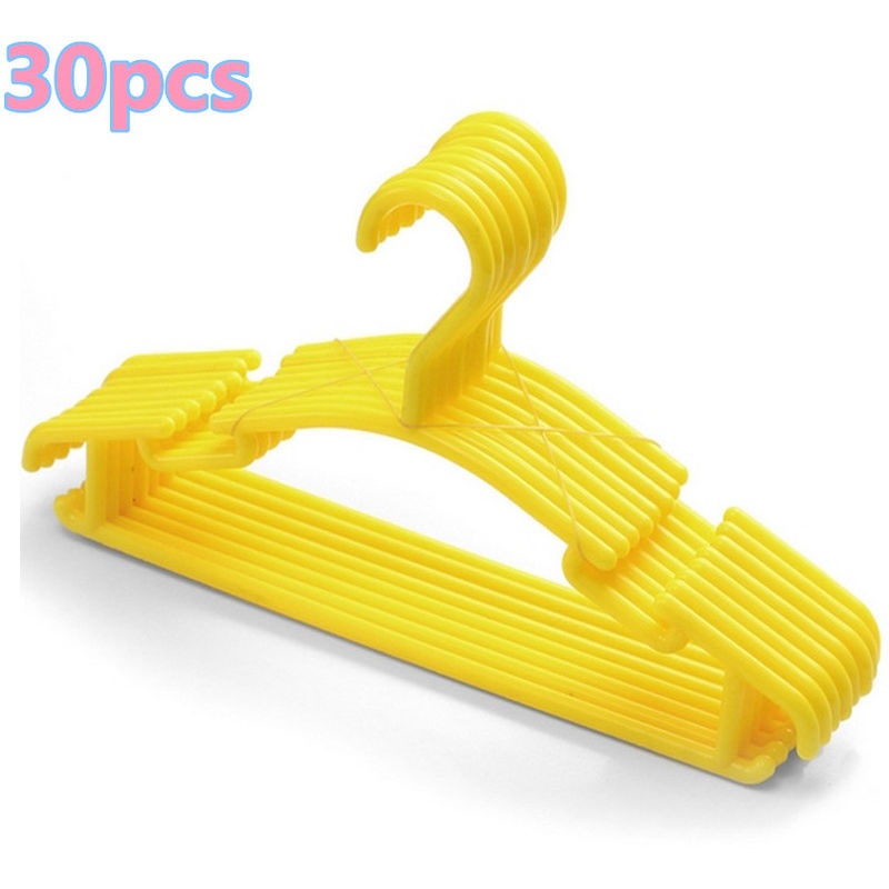 

30 perchas de plástico para niños 27 * 10 * 1 cm amarillo