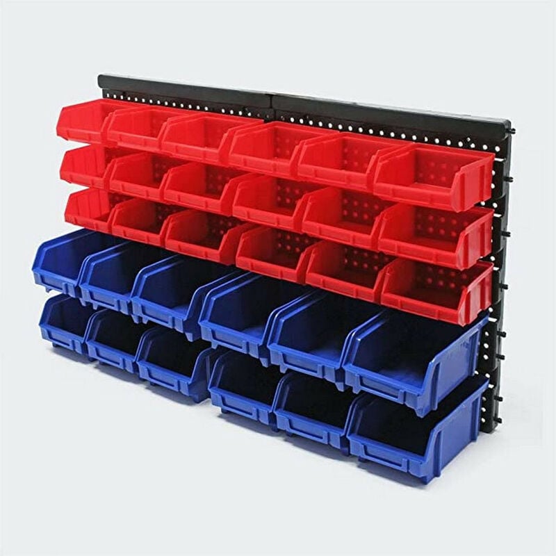 30 petits et moyens bacs de rangements et support mural