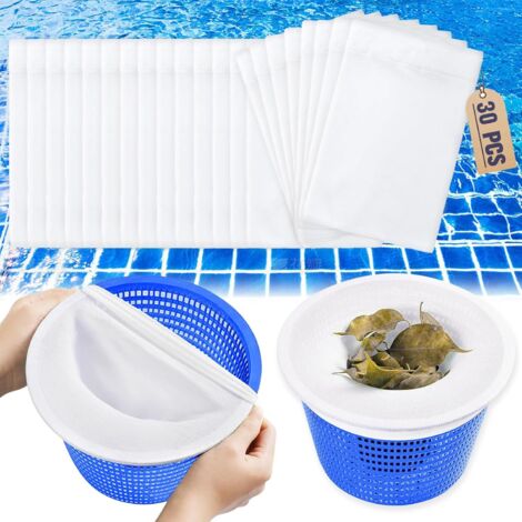 30 pezzi di calzini per skimmer da piscina, calzini riutilizzabili per filtro da piscina, calzini per skimmer da piscina, accessori per piscina per skimmer