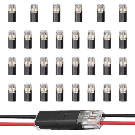 30 pezzi di connettori a 2 pin per giunzione rapida dei cavi, connettori automatici impermeabili, per cavi AWG 18-22, conformi a UL-94-V0, per veicoli, LED e altri dispositivi elettrici
