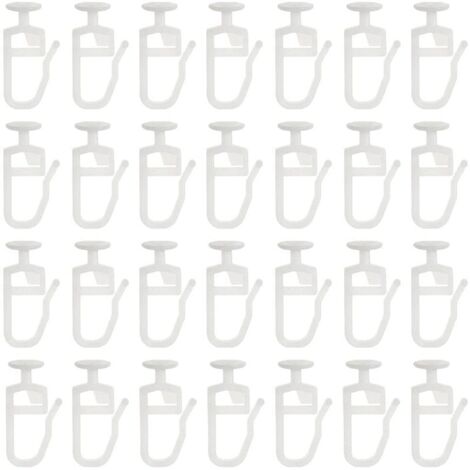 30 pezzi di ganci per tende, binari scorrevoli, carrucole per tende, ganci per tende in plastica bianca per tende da doccia, porte e finestre