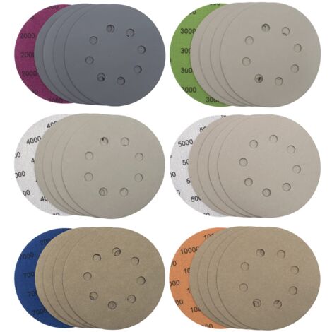 30 Pezzi Dischi Abrasivi 125mm Dischi Abrasivi a 8 Fori Carta Vetrata a Secco Bagnato Levigatrice Orbitale Fogli di Carta Vetrata per Metallo Legno, Grana 2000/3000/4000/5000/7000/10000-RAPANDA
