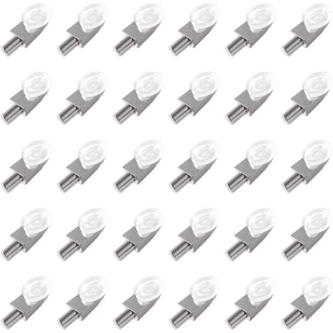30 Pièces 5mm Taquets d'Étagère, Goupilles de Support D'étagère avec Ventouse, pour Meubles de Bibliothèque D'armoires de Cuisine