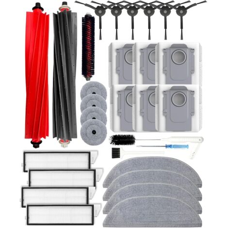 30 Pièces Accessoire Robot Aspirateur, Brosse Principale, Filtre Hepa, Chiffon Microfibre, Sac Poussière Pour Roborock S8