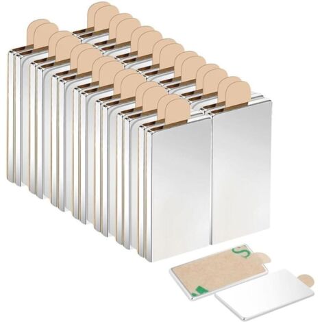 30 Pièces Aimants Adhésifs Puissants 20x10x1mm, Aimant Plats Autocollants par Paires, Magnets Rectangulaires en Néodyme pour Tableau Blanc, Réfrigérateur, Cuisine, Artisanat, Bricolage et Photos
